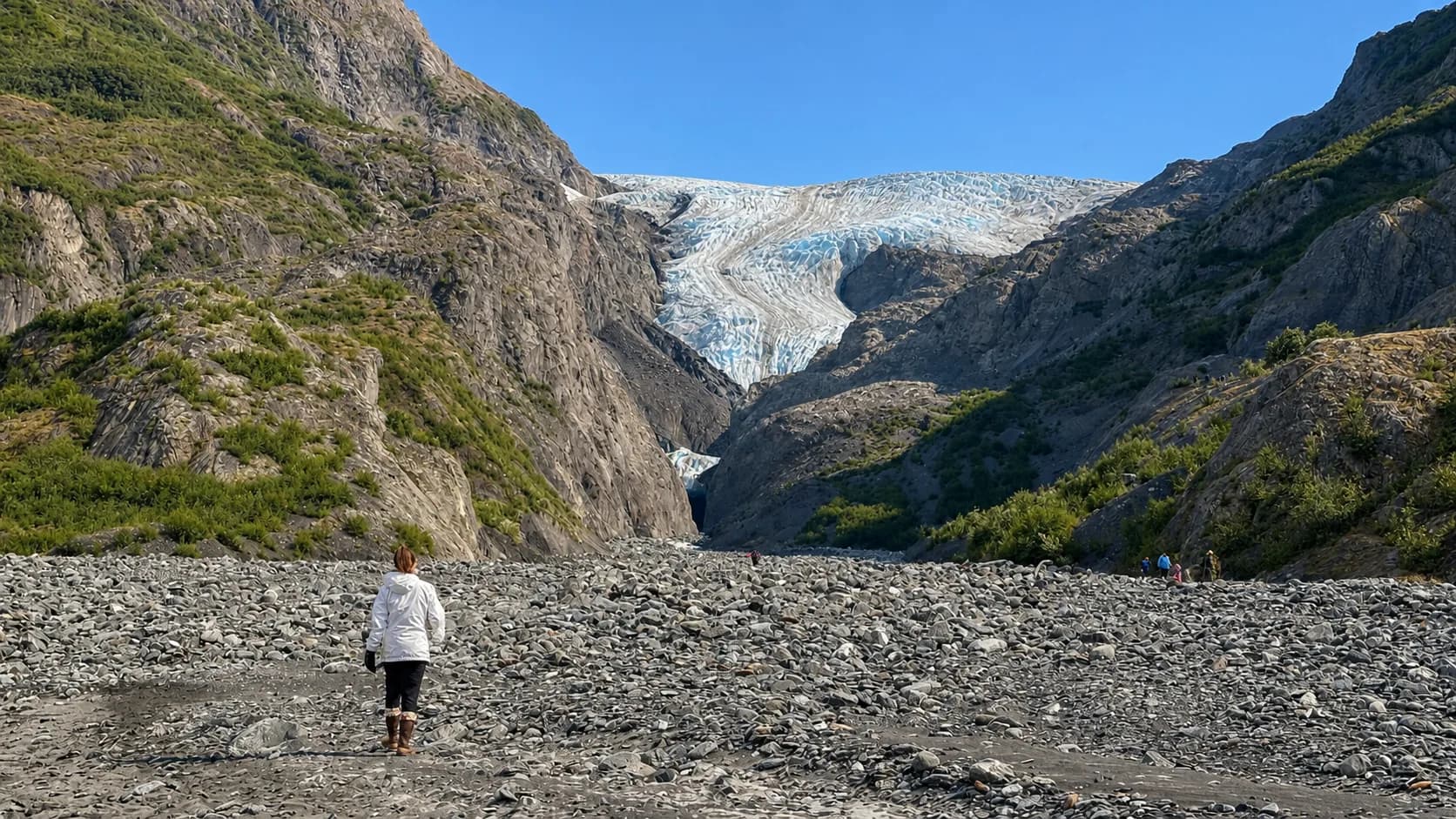 Exit Glacier and the surrounding valley near the Kenai Fjords Nature Center