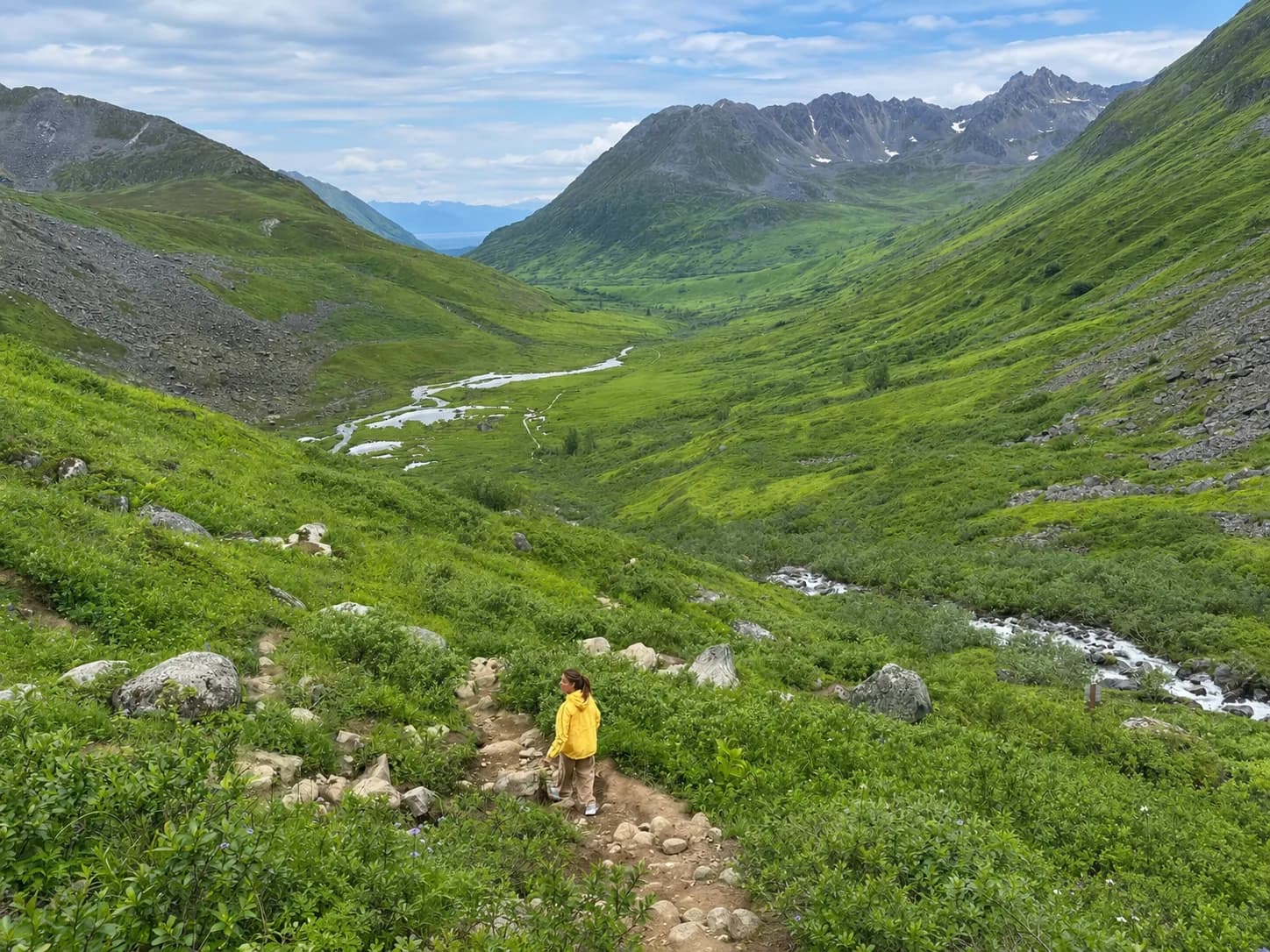 The alpine terrain and boulder section along the Reed Lakes Trail above Hatcher Pass